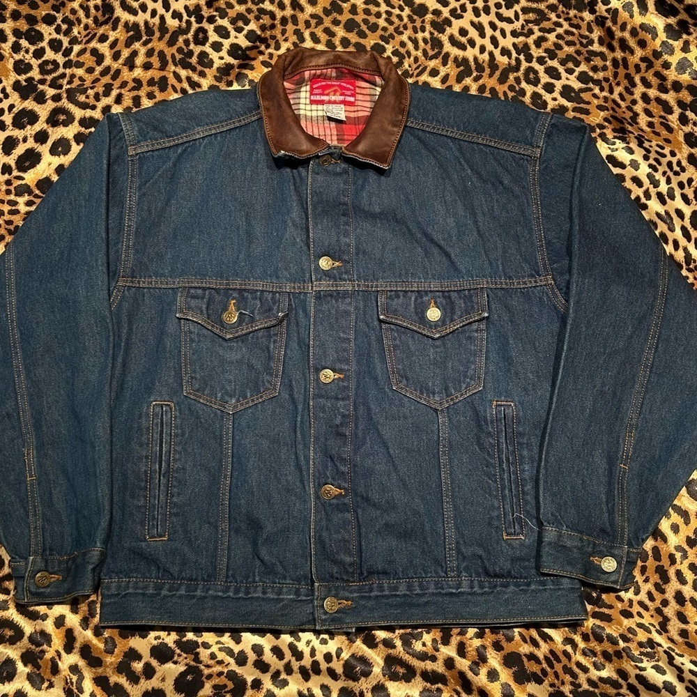 Vintage Marlboro Country Store Harley-Davidson Motorcycle’s Tufted Denim Jacket - Picture 3 of 5